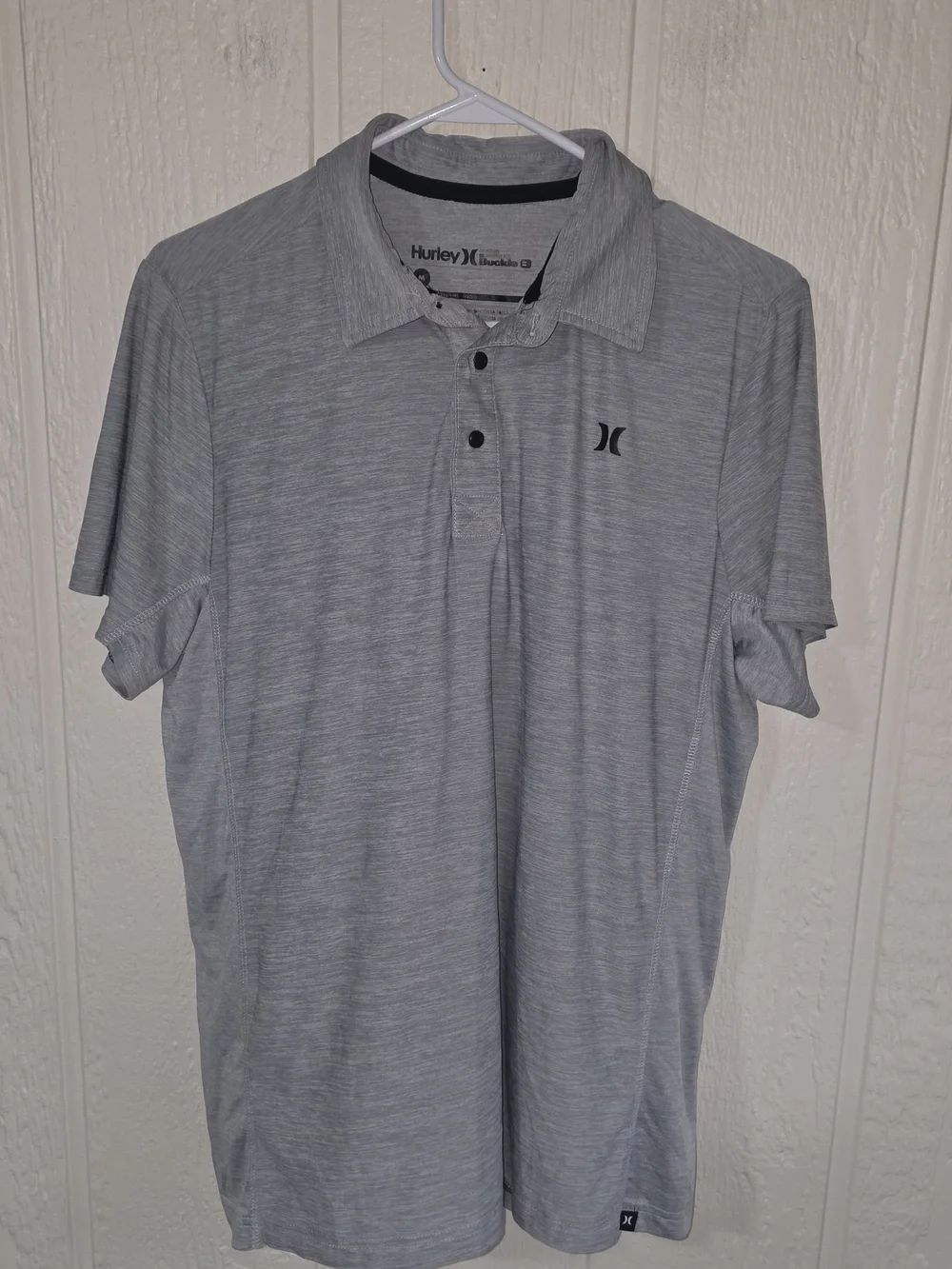 Hurley Men’s Heather Light Gray Polo, Size Medium